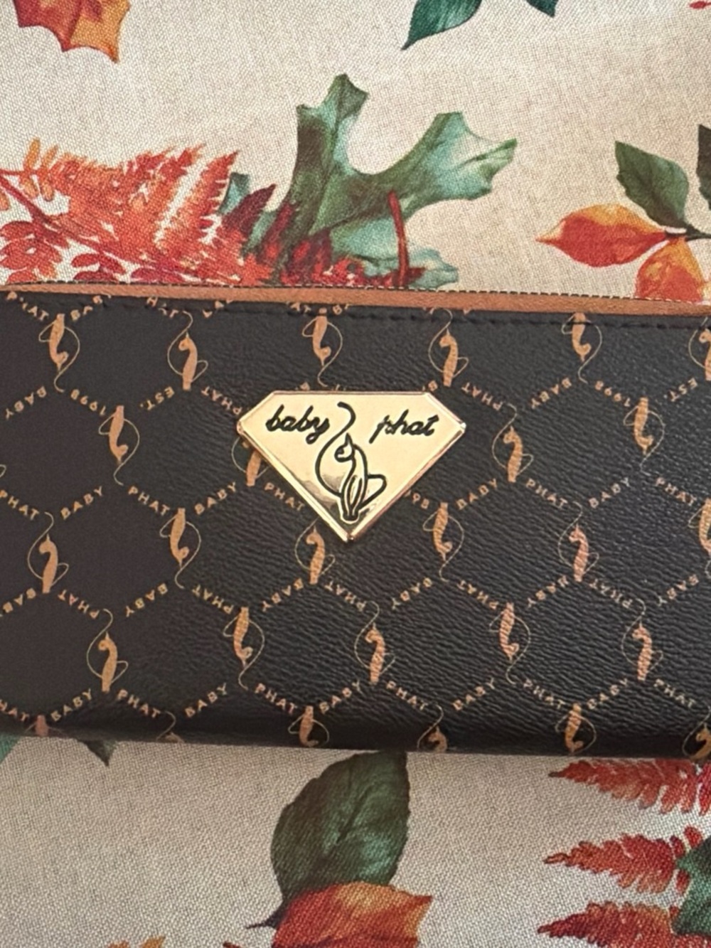 Baby Phat Black and Gold Signature Continental Wallet
